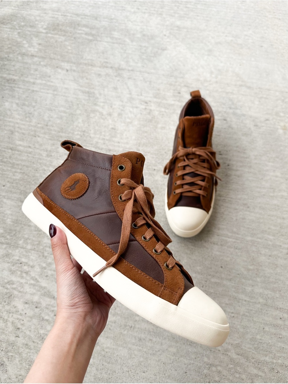 Polo Ralph Lauren Clarke Leather High Top Sneakers Brown 10M